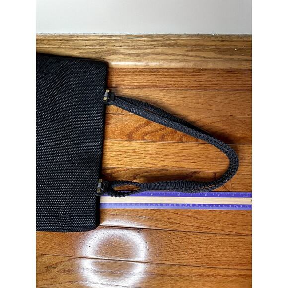 CAPACCIOLI Navy Blue Woven Leather Trim Handbag Made in Italy Luxe Resort Beach - Picture 9 of 9